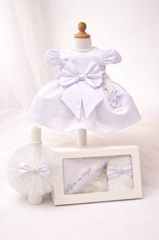 Set botez fetita alb