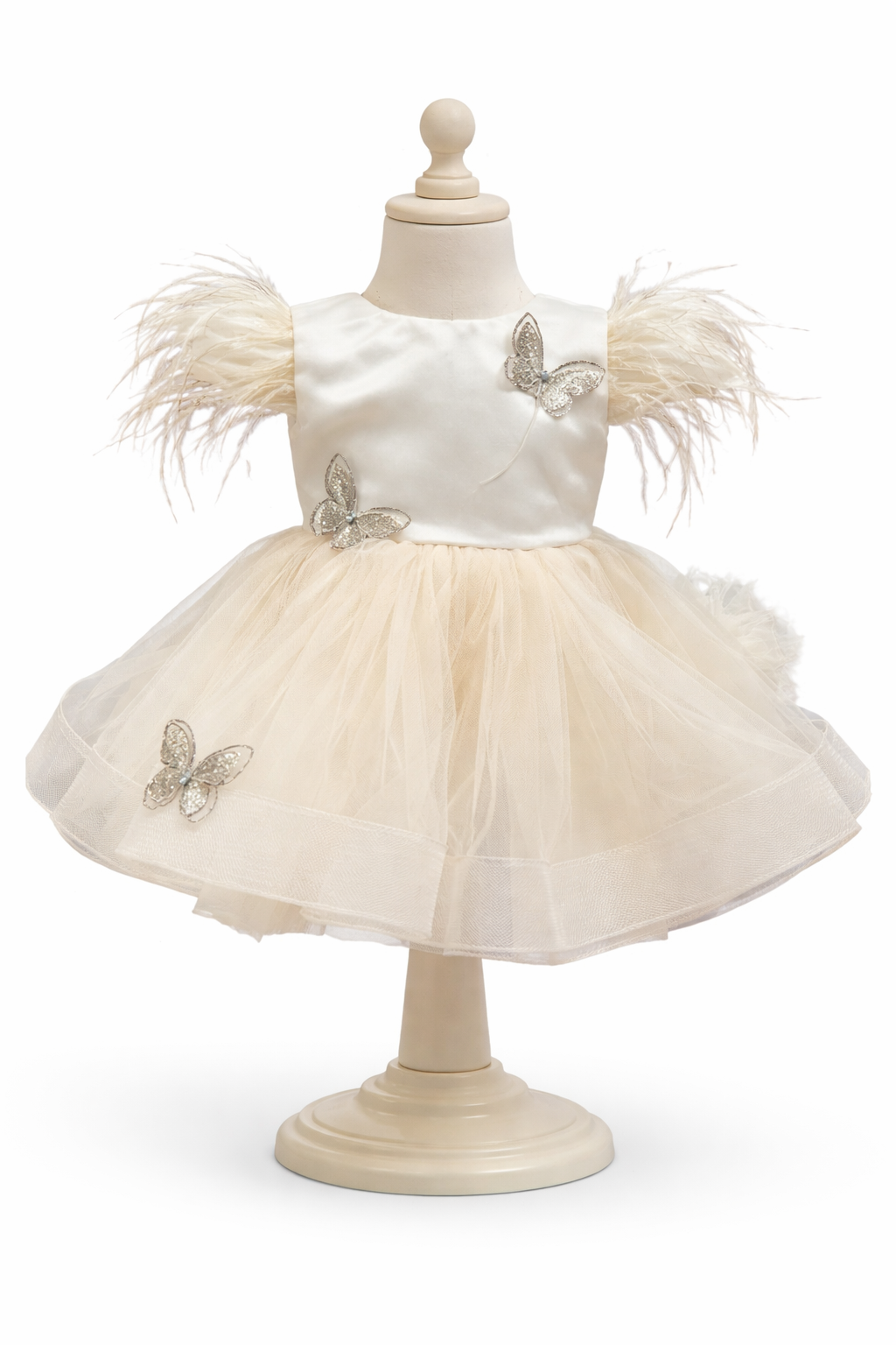 Rochie crem cu fluturi