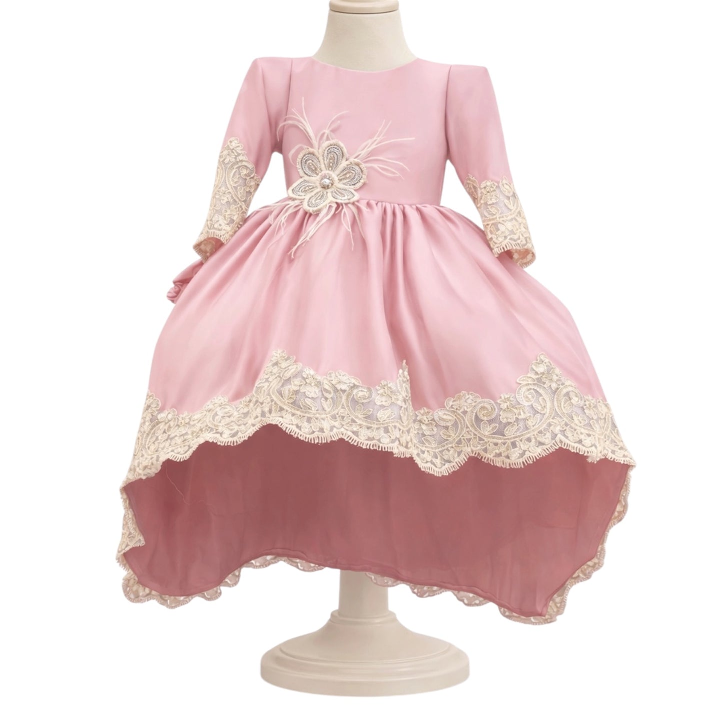 Rochie roz pudra cu dantela