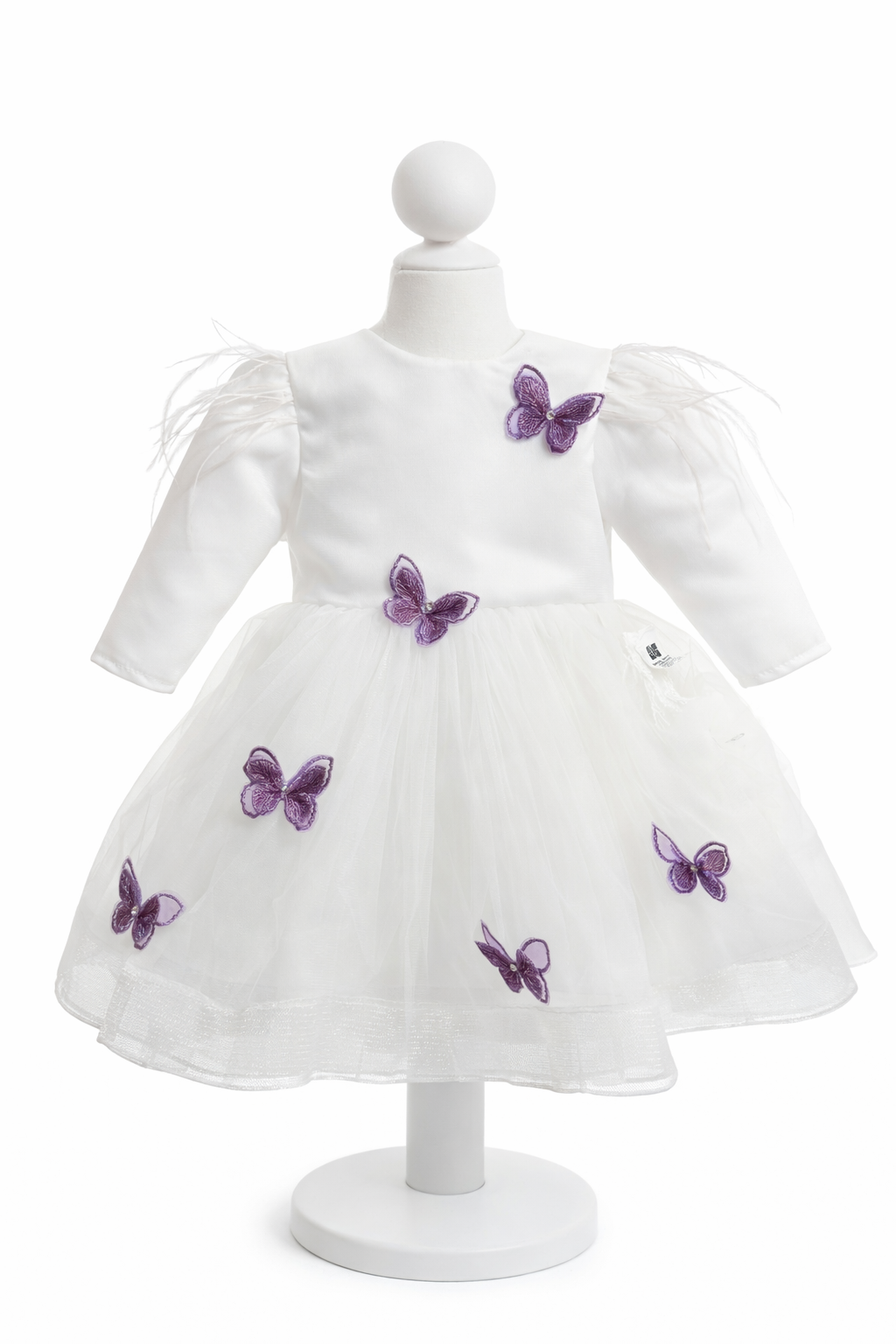 Rochie alba cu fluturi mov