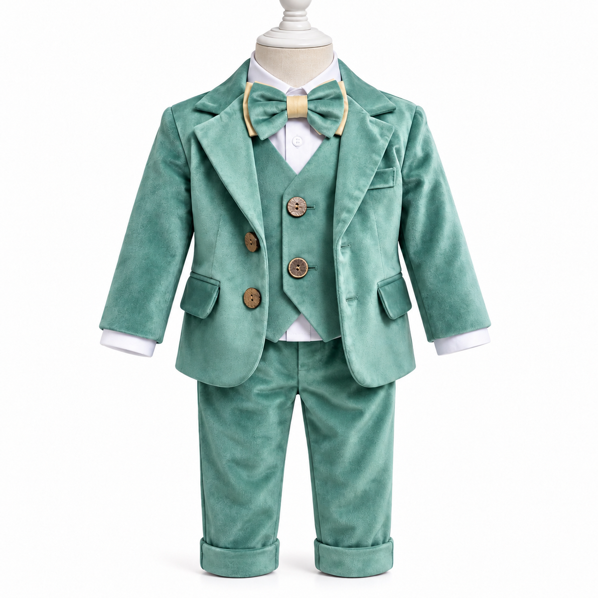 Costum bebe menta catifea 6 piese