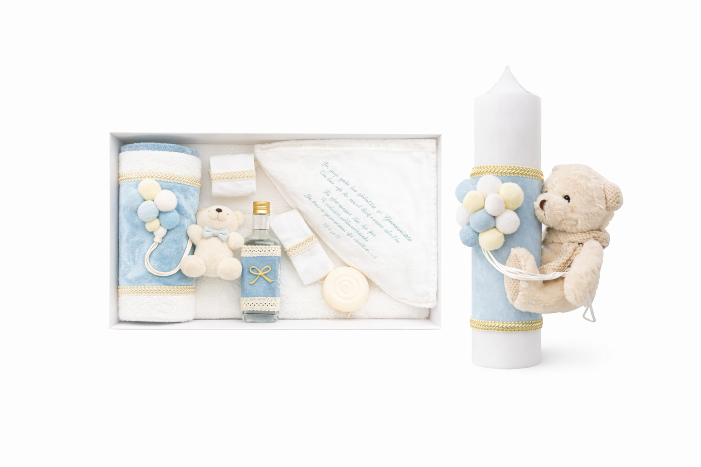 Trusou si lumnare urs baby blue