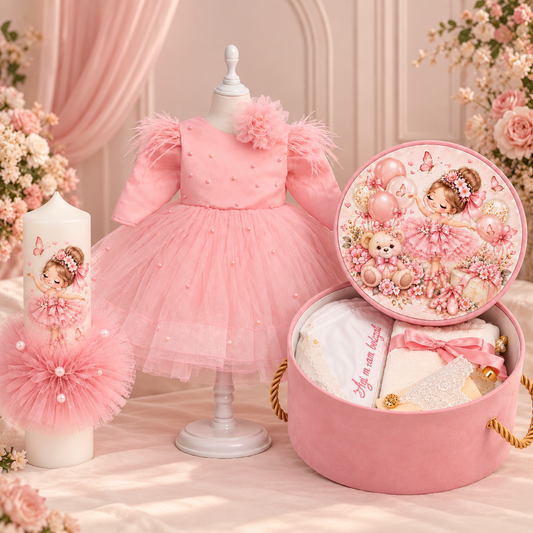 Set botez fetita balerina   -  Trusou+ lumânare+ rochița
