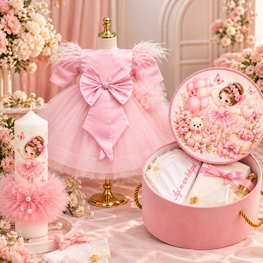 Set botez fetita balerina   -  Trusou+ lumânare+ rochița