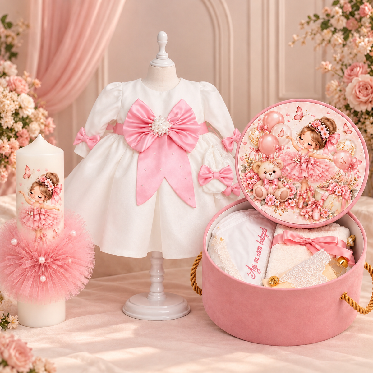 Set botez fetita balerina   -  Trusou+ lumânare+ rochița