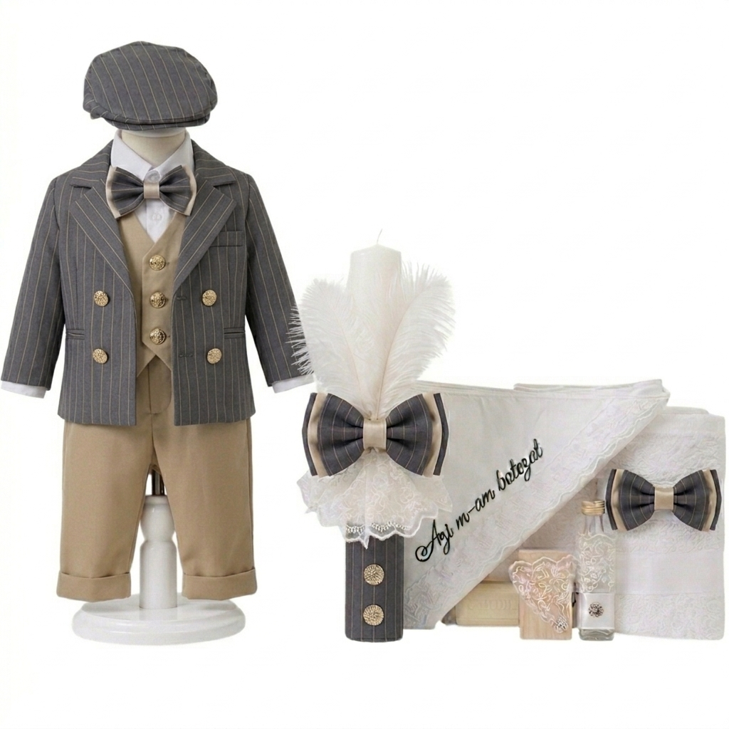 Set botez baietel gri