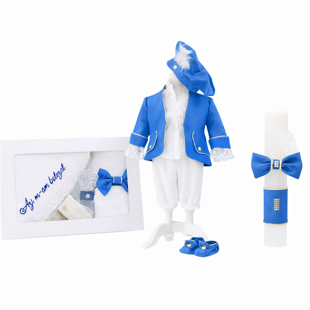 Set botez model regal albastru