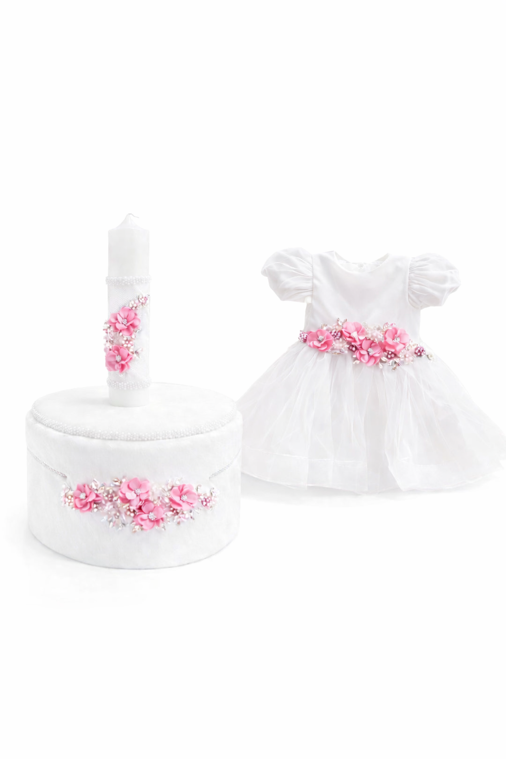 Set botez roz cu flori
