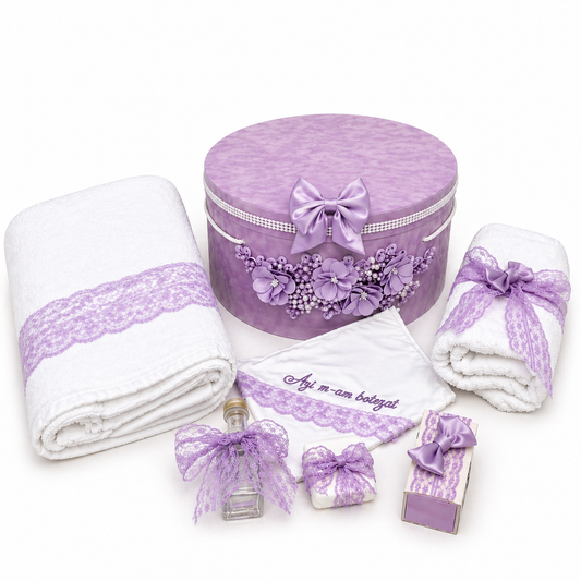 Trusou botez mov cu flori