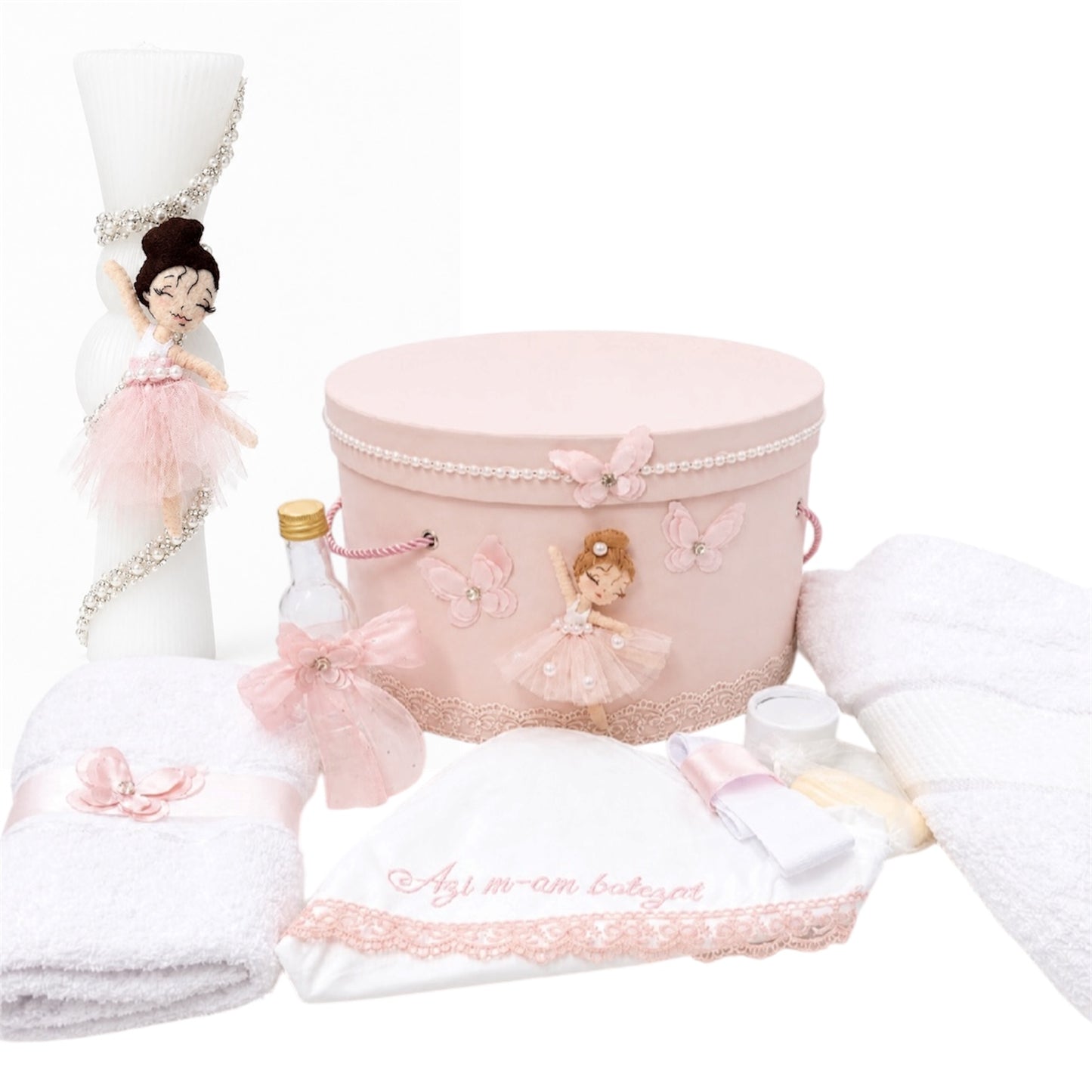Set botez balerina roz pal