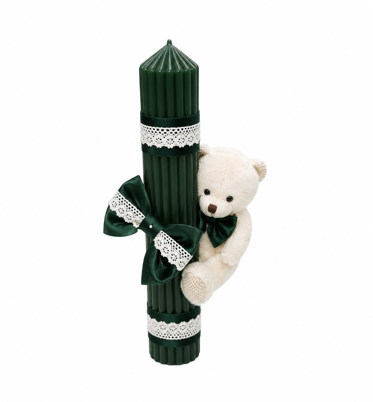 Lumanare urs botez verde