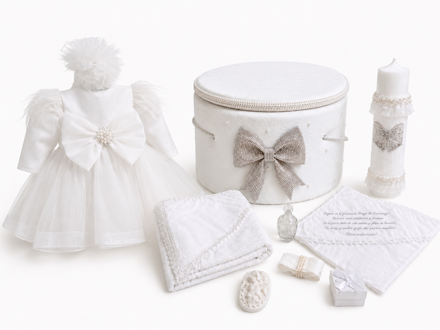 Set botez trusou funda alb