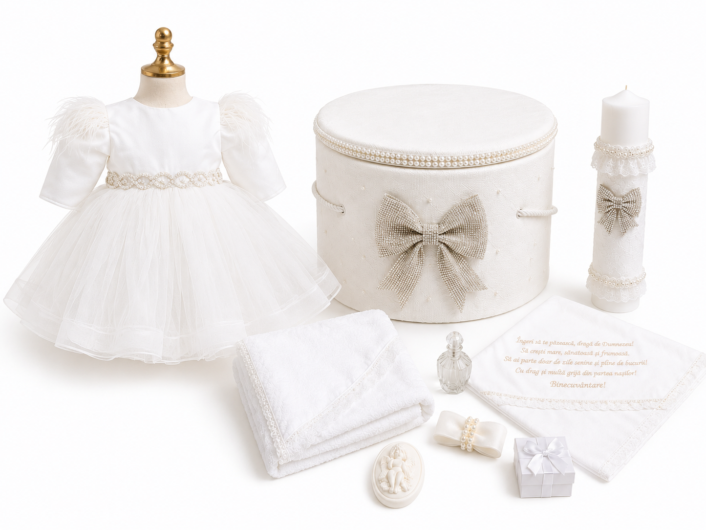 Set botez trusou funda alb