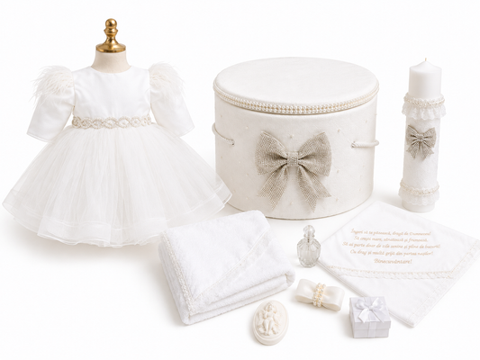 Set botez trusou funda alb