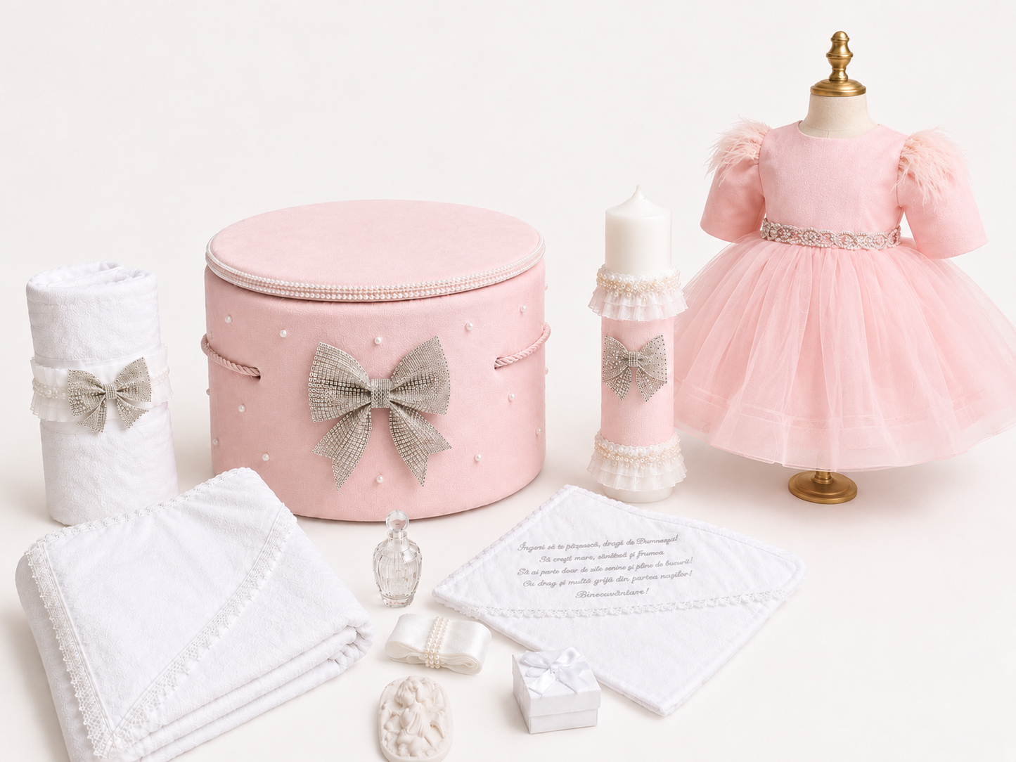 Set botez trusou funda roz