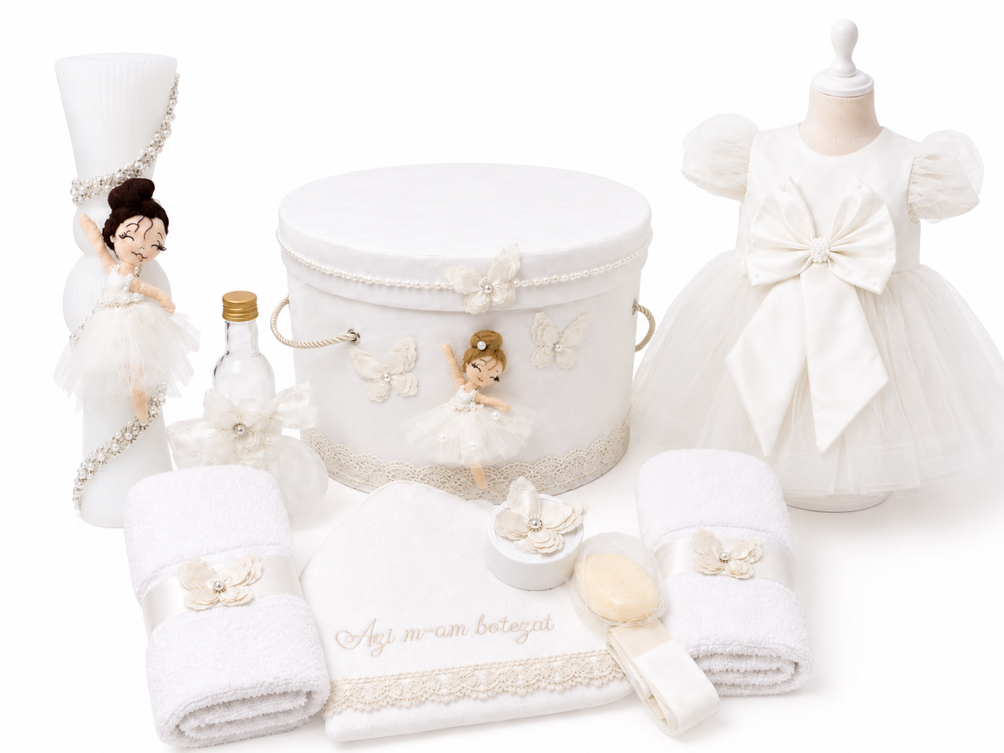 Set botez balerina alb