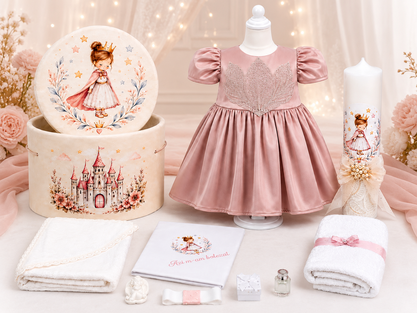 Set botez printesa  trusou +lumânare+rochita