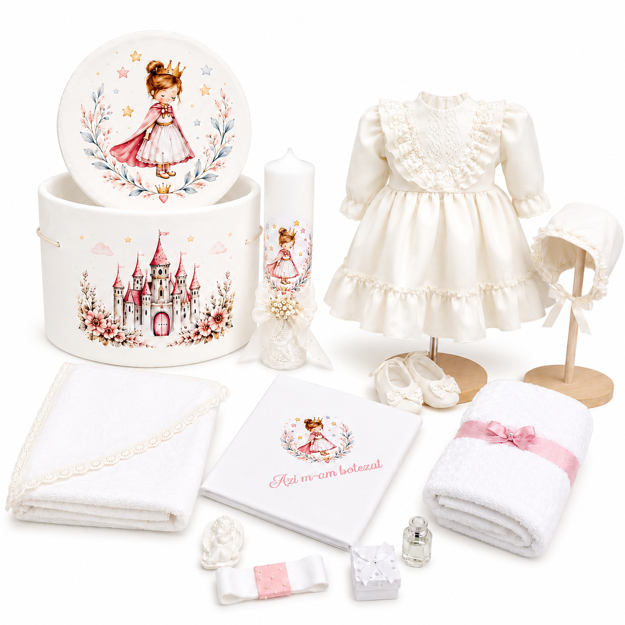Set botez printesa ivoir trusou +lumânare+rochita