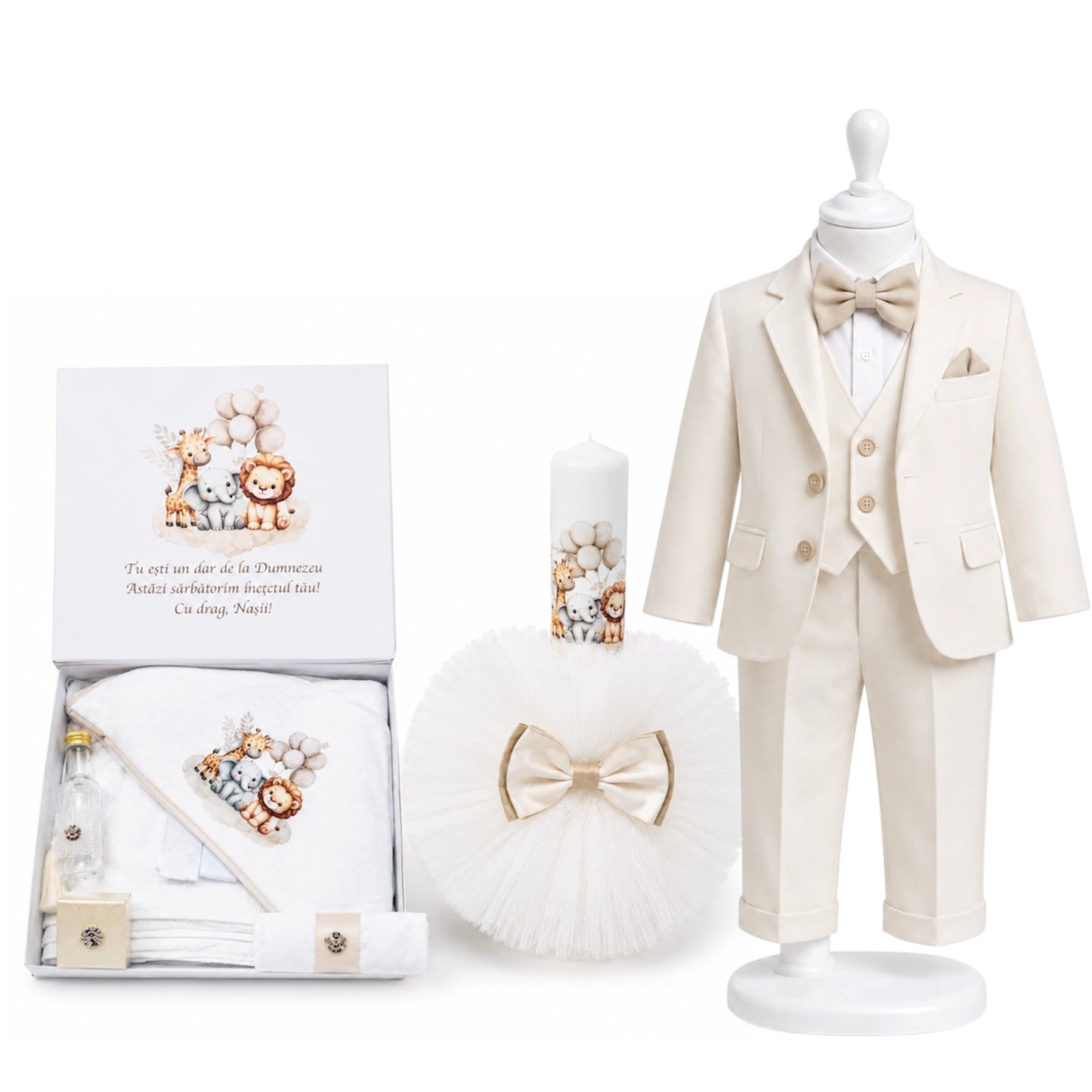 Set botez baietel jungla crem