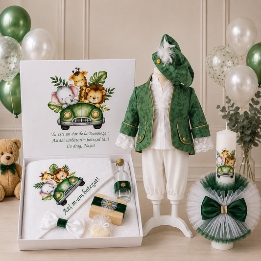 Set botez baietel Safari verde
