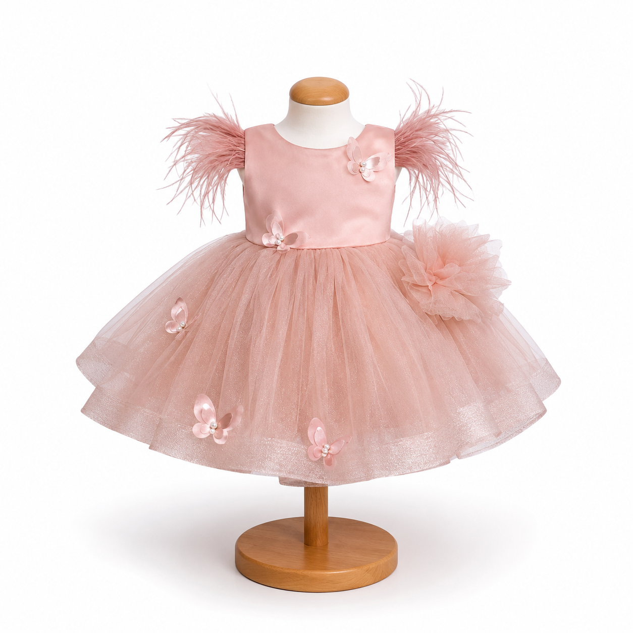 Rochie pudra cu fluturi