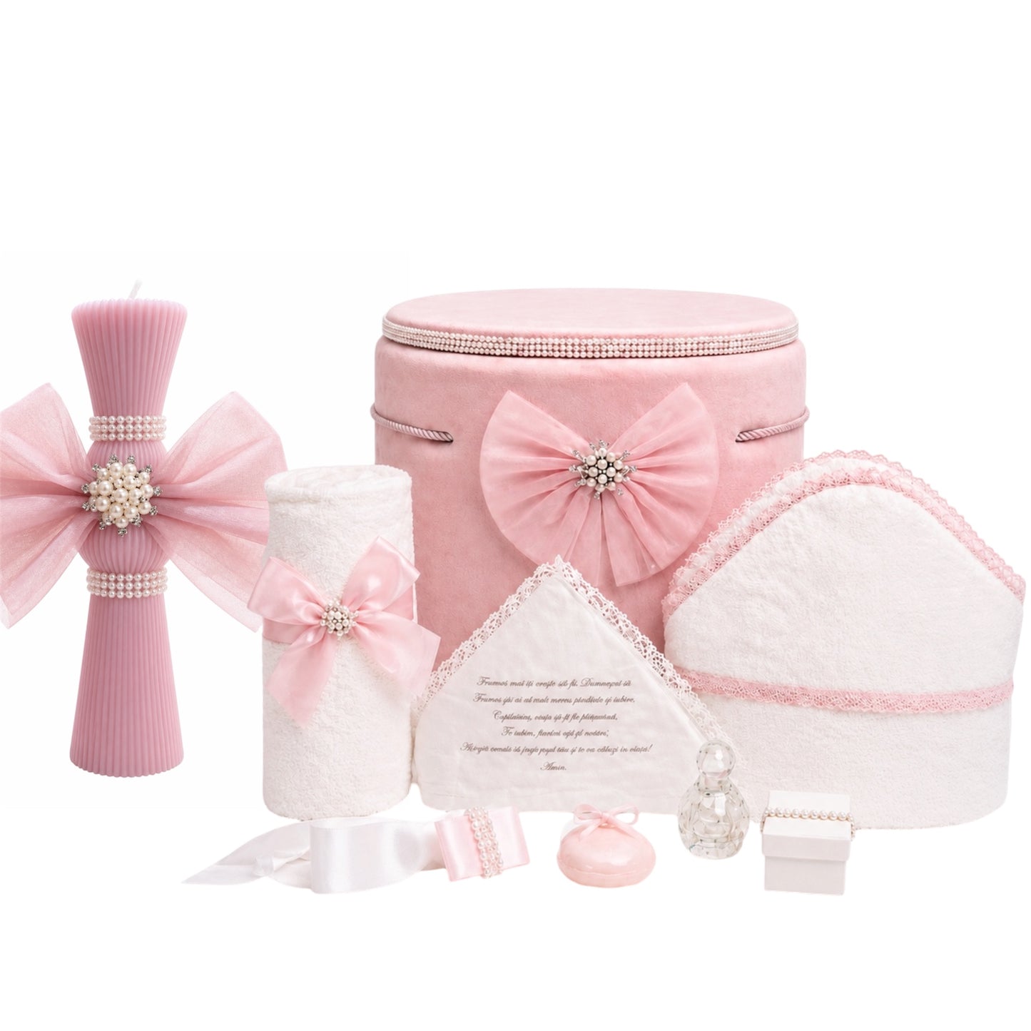 Set botez roz pudra funda tull-Trusou catifea