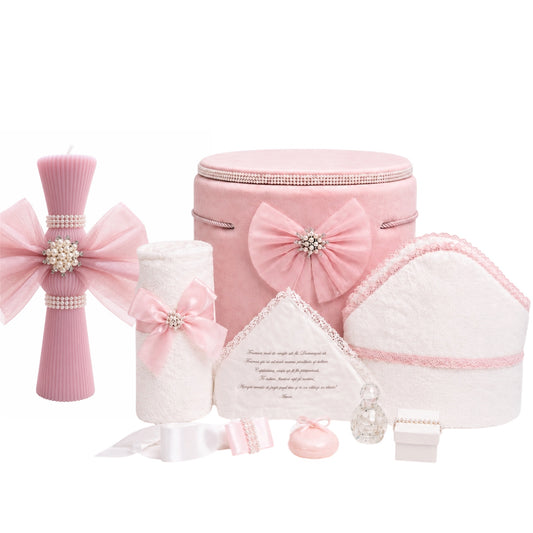 Set botez roz pudra funda tull-Trusou catifea