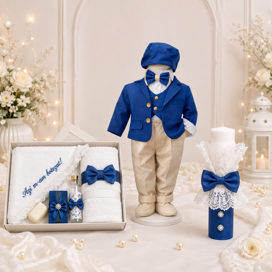 Set botez băiețel bleumarin