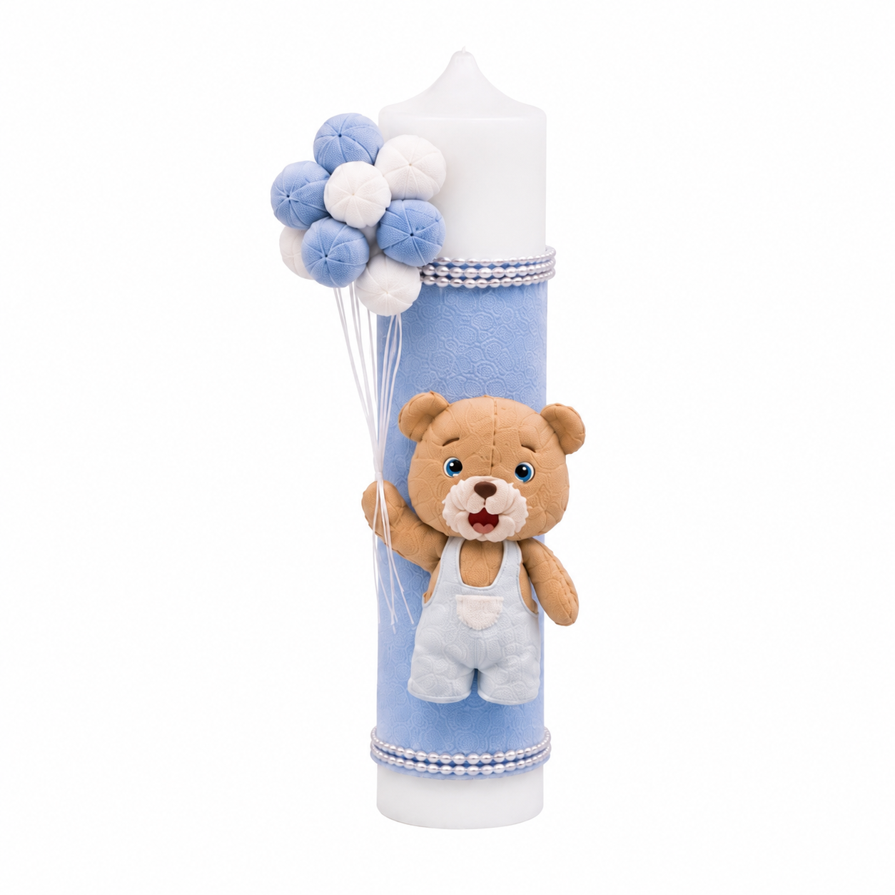 Lumanare botez ursuleț baby blue -Fetru