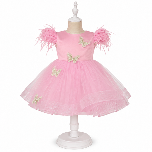 Rochie roz cu fluturi