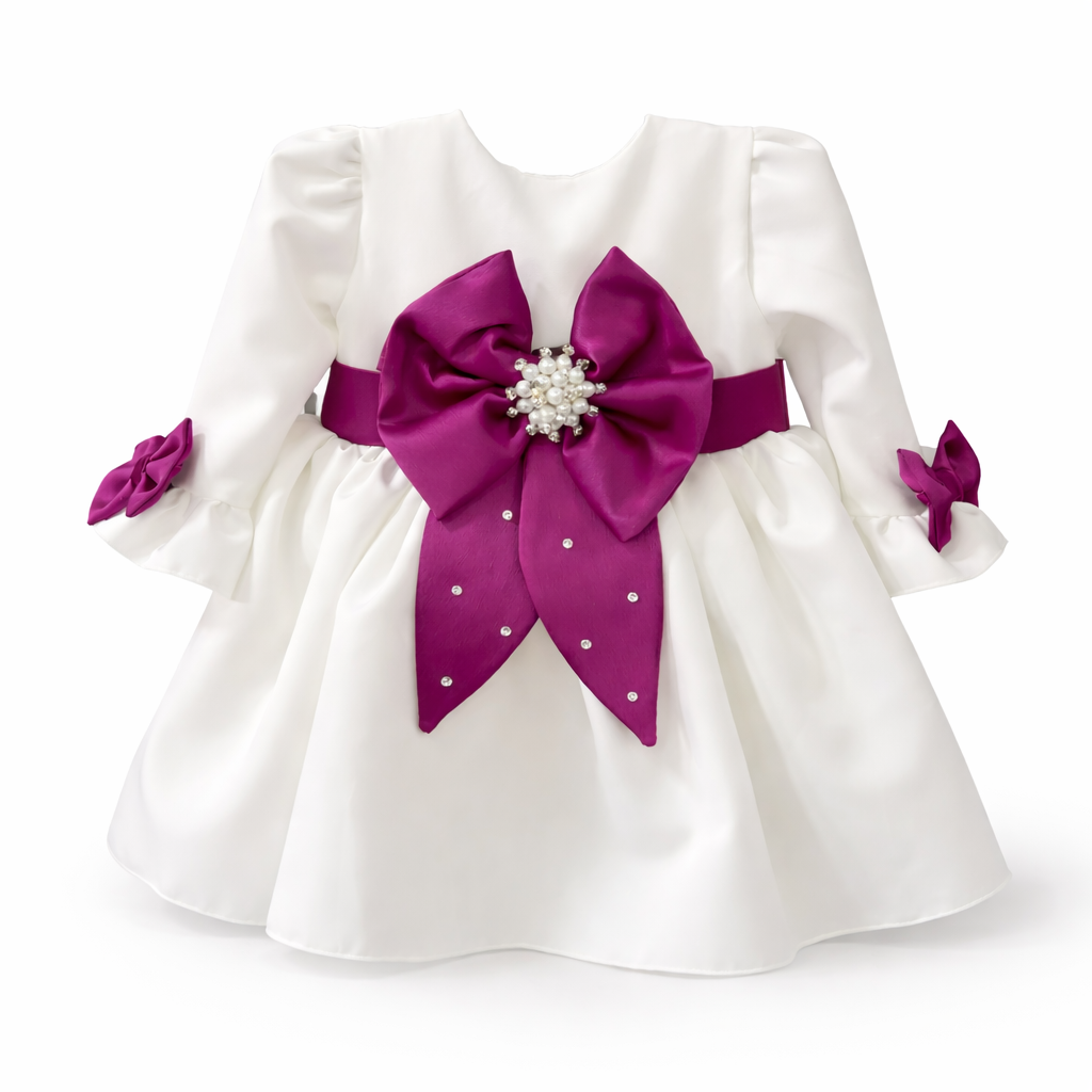 Rochie funda fuxia cu botosi si bentita