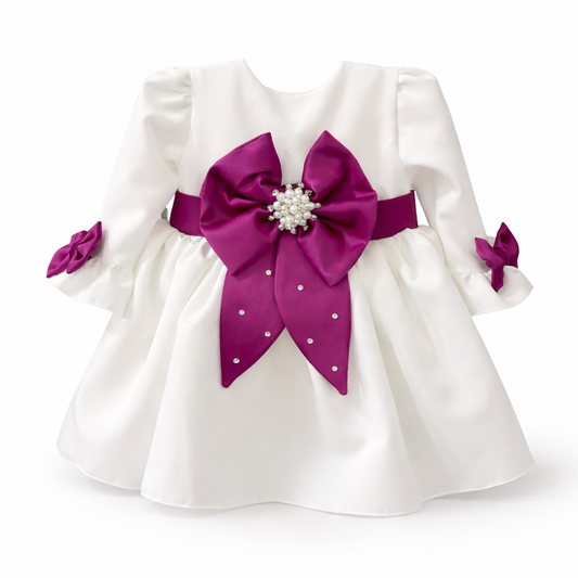 Rochie funda fuxia cu botosi si bentita