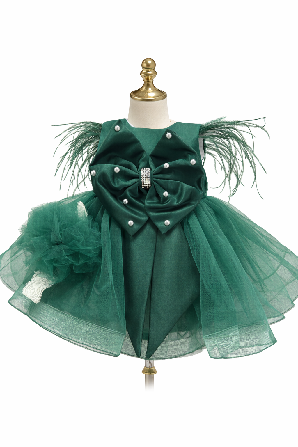 Rochie verde cu fundiță