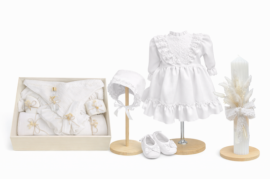 Set botez fata cu muselina alba