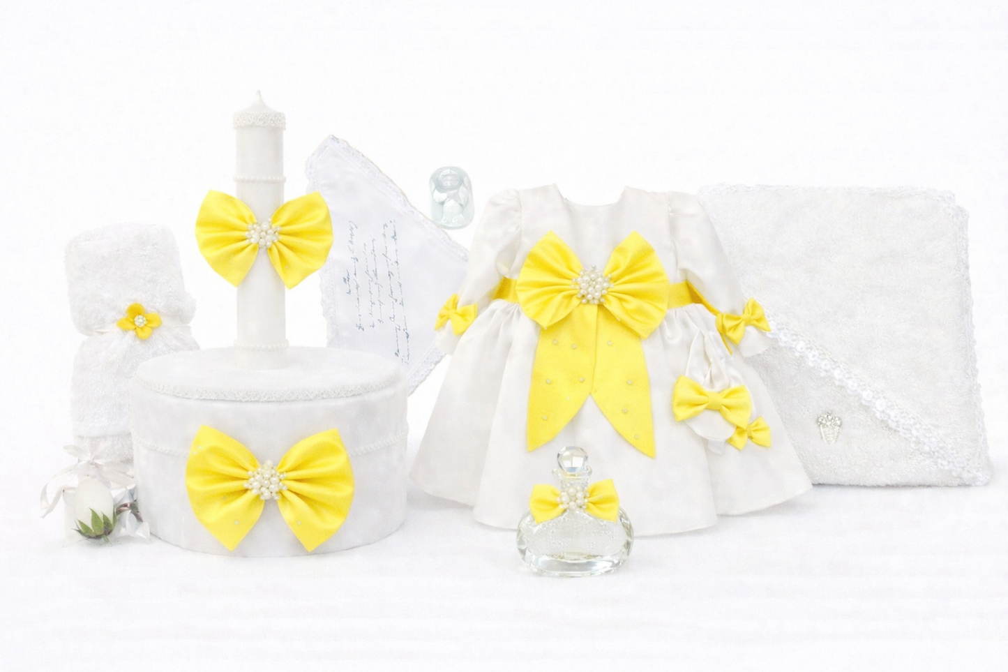 Set botez fetita galben