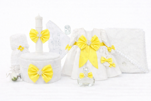 Set botez fetita galben