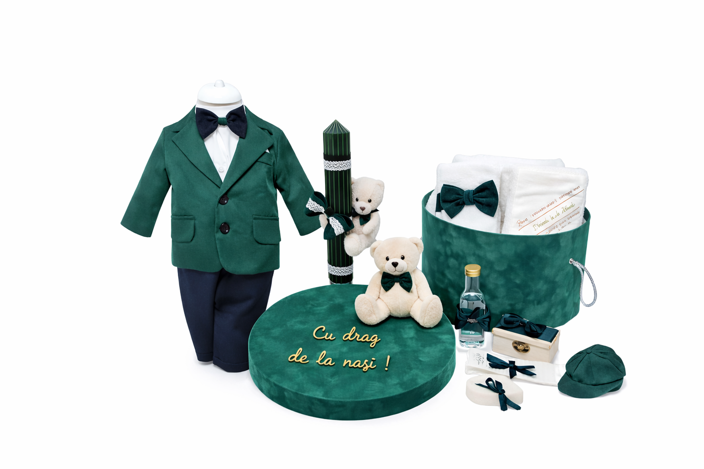 Set botez baietel urs verde 1