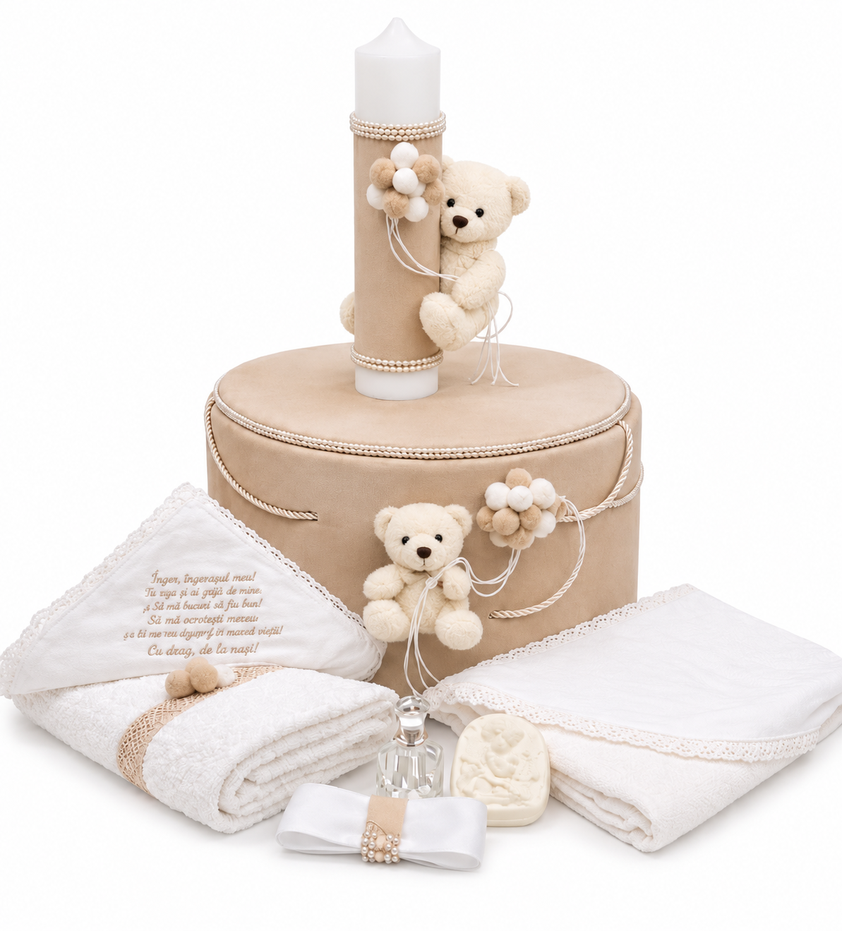 Set botez ursulet crem -Trusou catifea