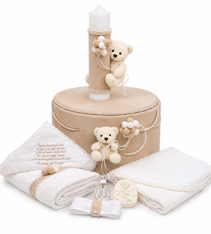 Set botez ursulet crem -Trusou catifea