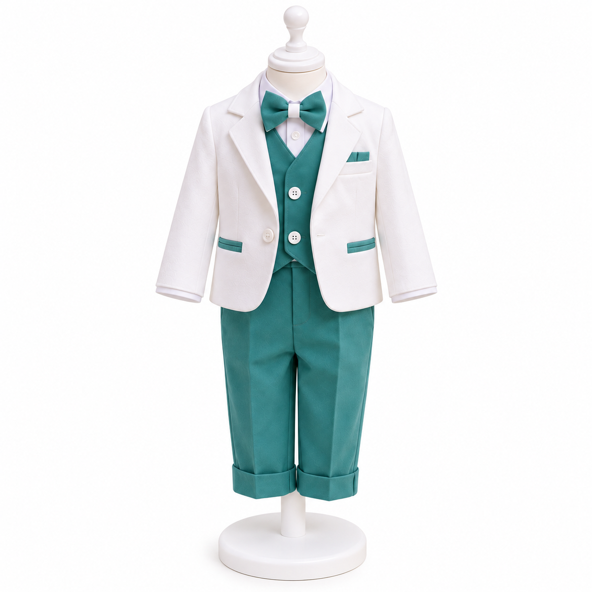 Costum botez menta cu alb