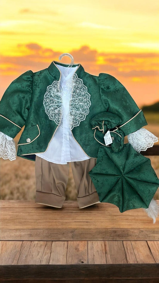 Costum model Prinț Regal verde