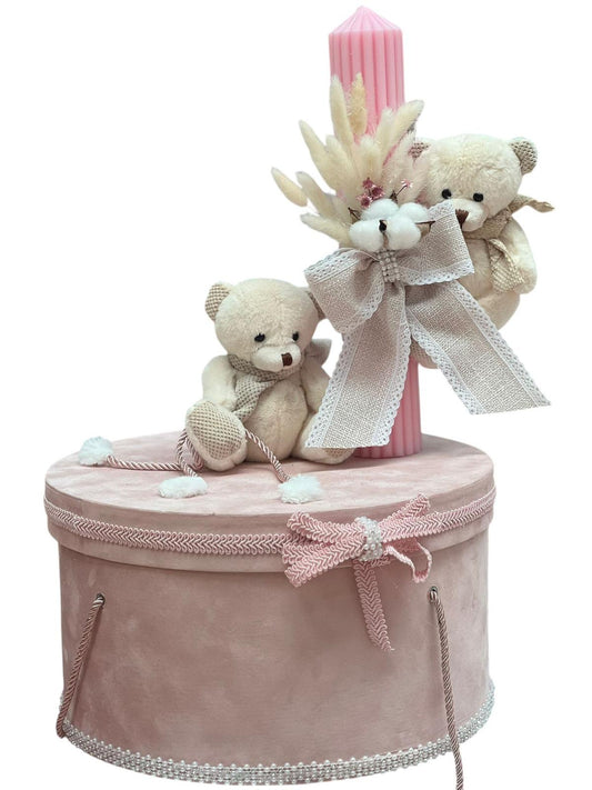 Trusou catifea rotund ursulet roz