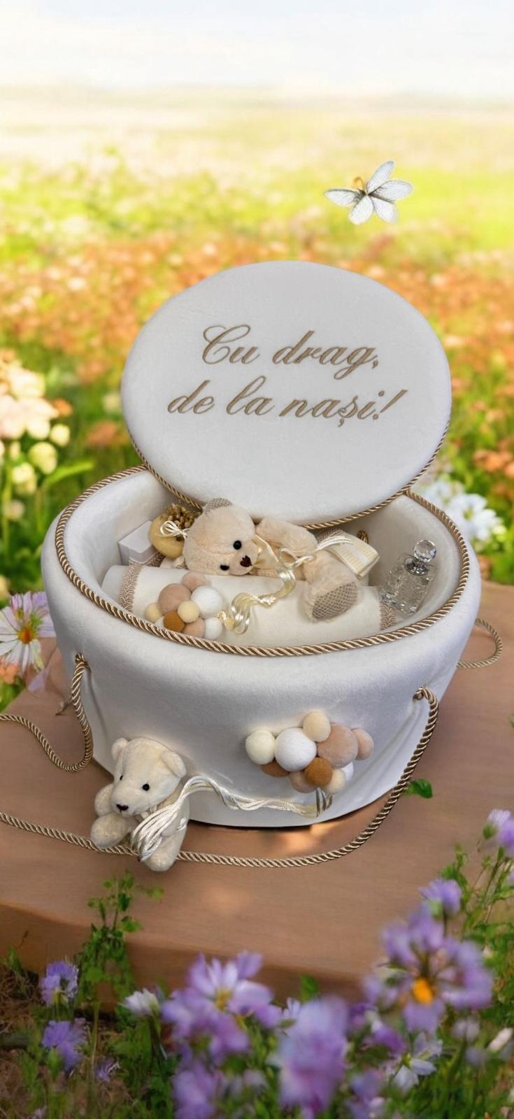 Trusou rotund catifea urs ivoire