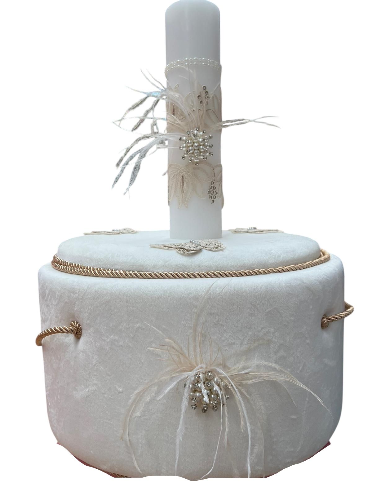 Trusou rotund catifea ivoire lux