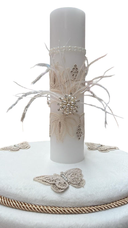 Trusou rotund catifea ivoire lux