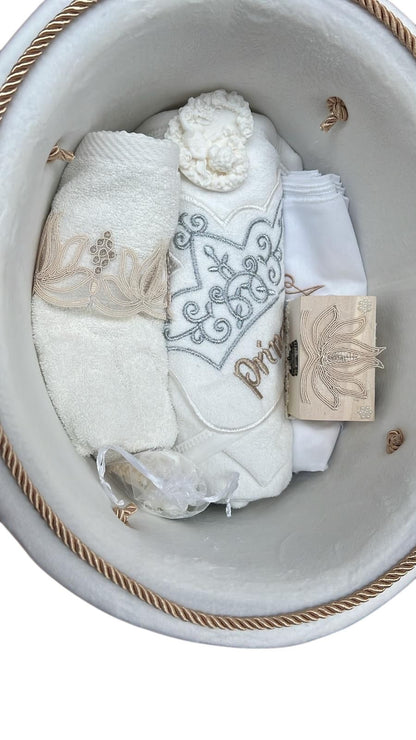 Trusou rotund catifea ivoire lux