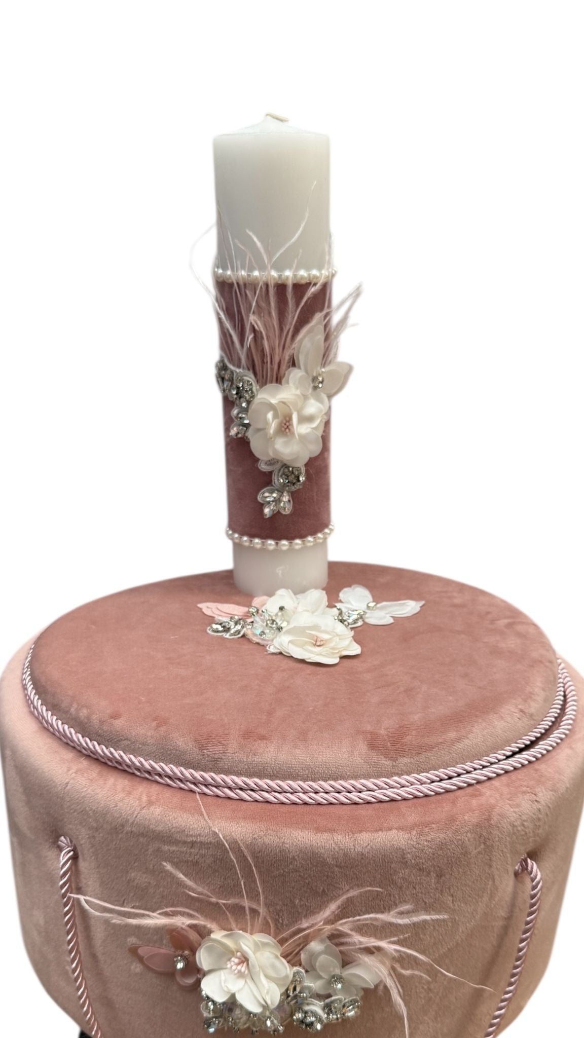 Trusou rotund catifea roz pudra flori