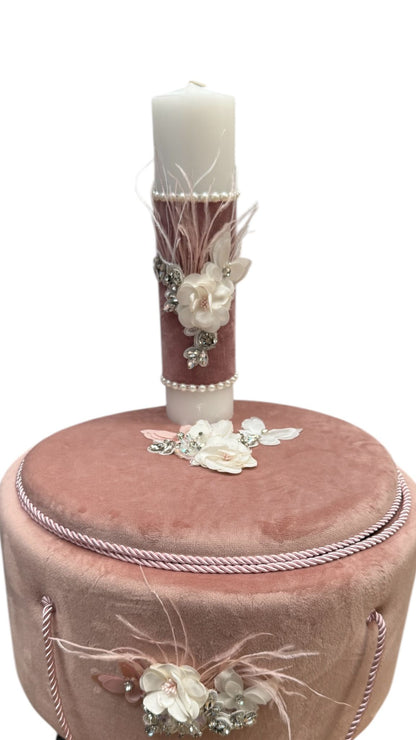 Trusou rotund catifea roz pudra flori