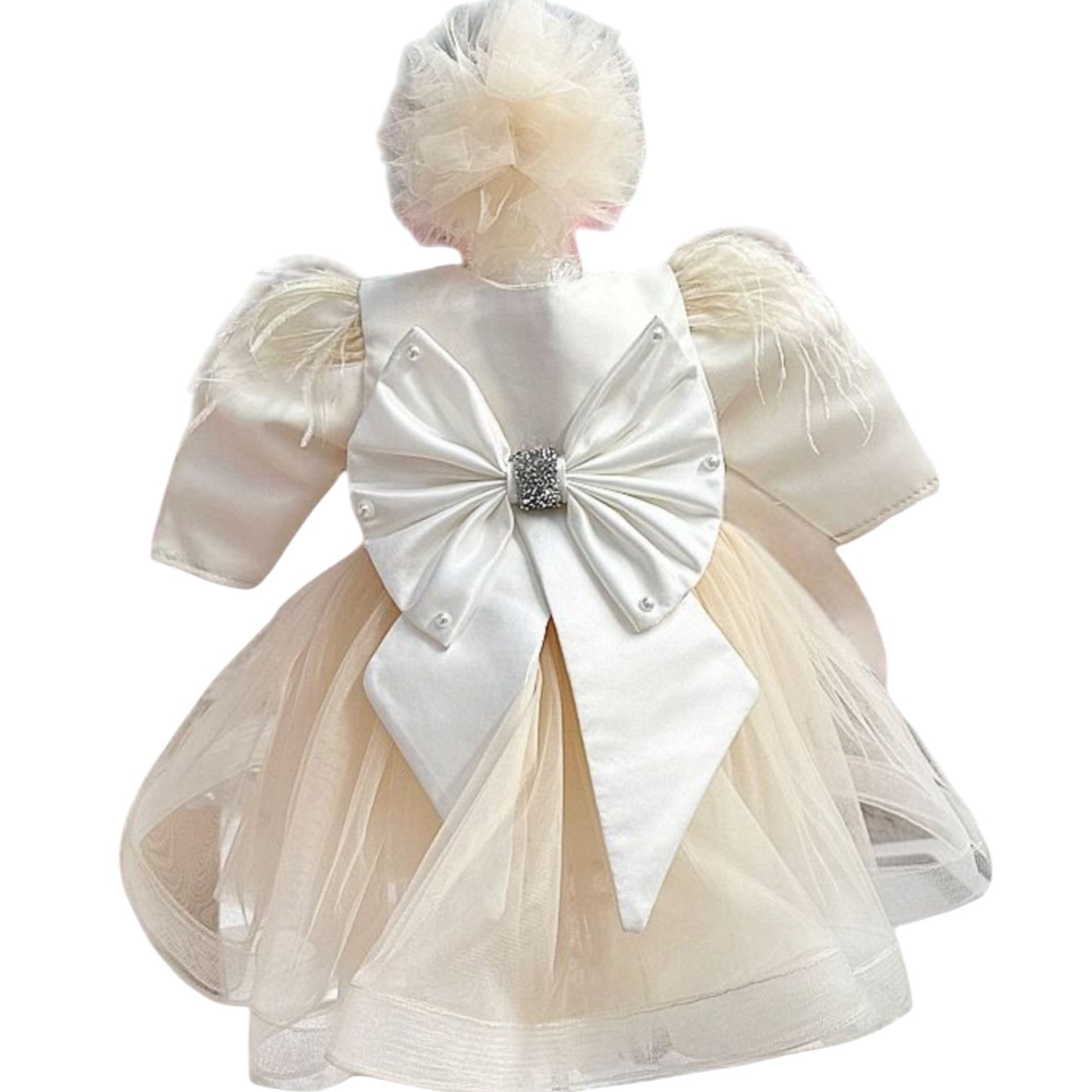 Rochiță crem cu funda alba