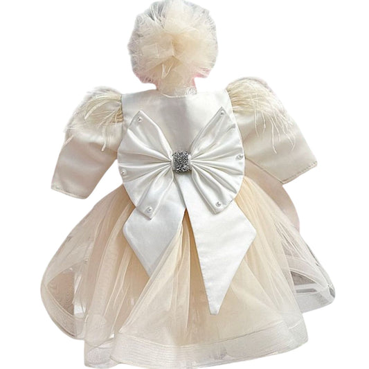 Rochiță crem cu funda alba